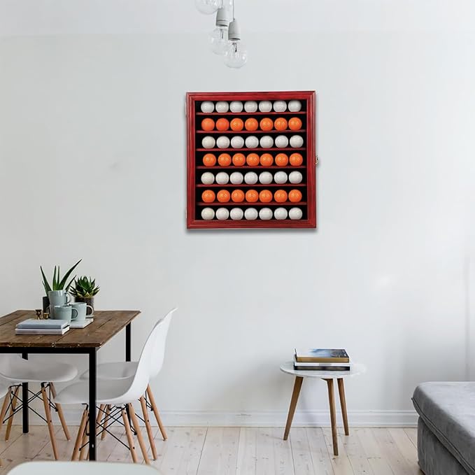 KCRasan Golf Ball Display Case - Wall Mounted Holder with Glass Door, Ideal Gift for Golf Enthusiasts
