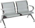 Kinfant Waiting Room Chair Bench - Guest Reception Chairs for Airport Hospital Bank Salon Barber Hall Room Conference (2-seat, Silver-Mesh)