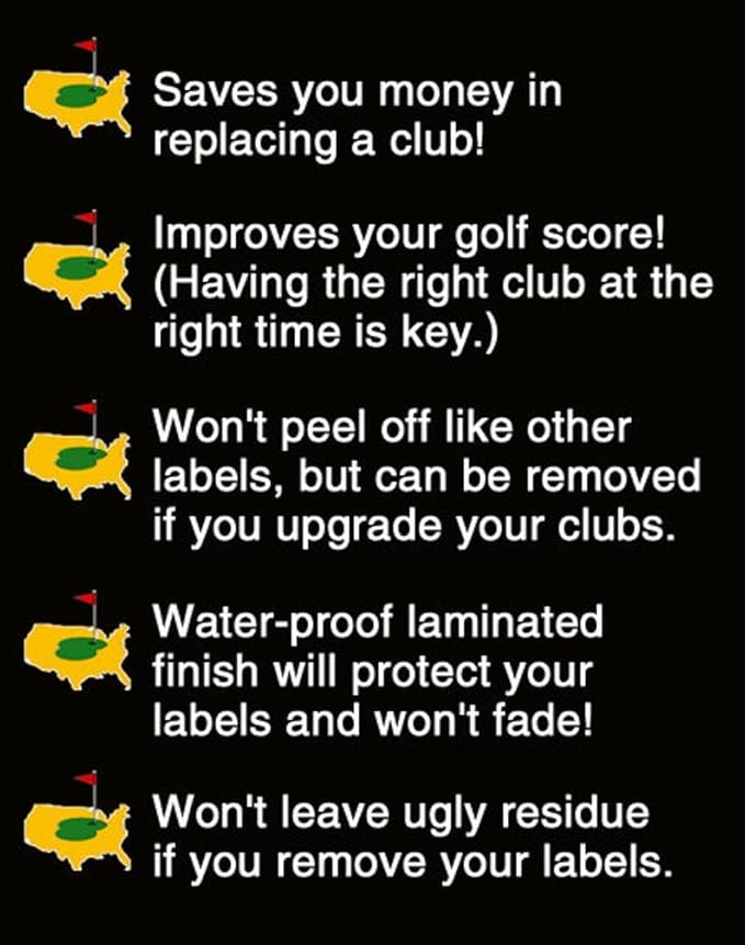 Golf Club Stickers Set of 17| Golf Gift For Men or Women | Personalized Golf ID Labels for your Clubs | Custom Golf Decals | Unique Golfer Gift