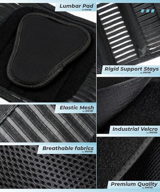 Sparthos Back Support Belt - Immediate Relief from Back Pain - Breathable With Lumbar Pad - Lower Backbrace For Home & Lifting At Work - For Men & Women - Fits 31–38″ Waist (Pink-S, Check Sizing)