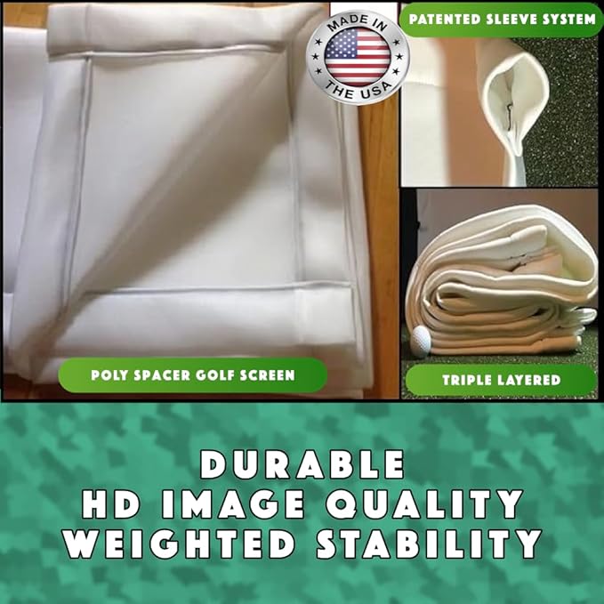 Golf Impact Screen Hanging Poly Spacer for Golf Simulator-Triple Hemmed-US Made (144 X 108 with Sewn in Straps)