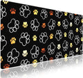 Wknoon. Extra Large Gaming & Office Mouse Pad (31.5" x 11.8") – Abstract Cute Dog Paw Prints Gold and White Design, Premium Anti-Slip XXL Desk Mat with Durable Stitched Edges