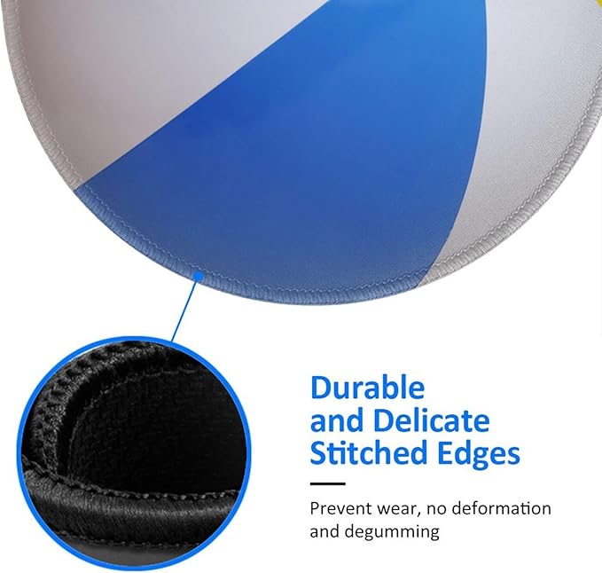 Novelty Beach Ball Round Mouse Pad, Small Gaming Mousepad with Stitched Edge, Non-Slip Rubber Base Mouse Mat Office Desk Accessories for Laptop Computer Decor 7.9 X 7.9 Inch