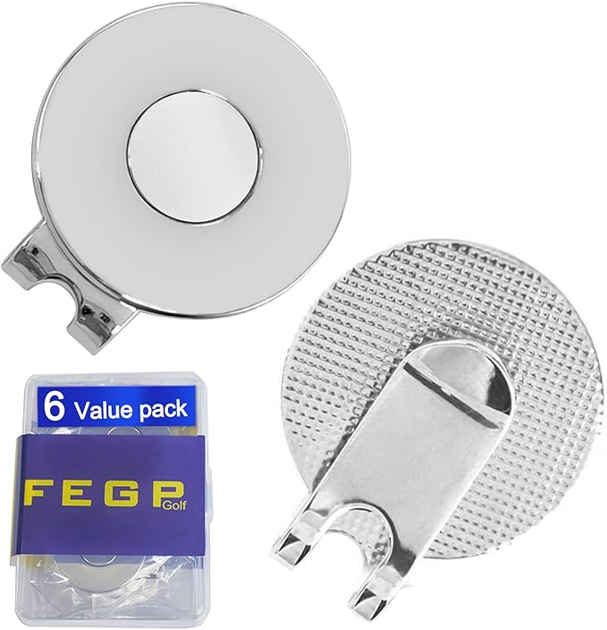 3 Pack or 6 Pack - Golf Hat Clips Magnetic Golf Ball Marker Holders for Golf Hats Caps Pants Gloves Bags Visors Belts Nickel-Plated Alloy Clips for Metal Golf Ball Markers (Ball Marker Not Included)