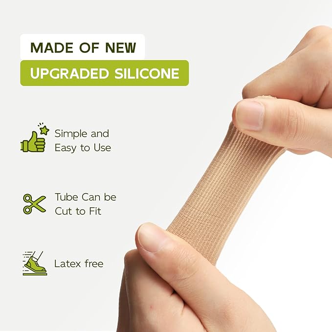 Bukihome 8 PCS Toe Protectors, Silicone Toe Caps Closed Toe Surface Fabric Sleeve Protectors, Prevent Pain Relief for Corns, Blisters and Ingrown Toenails（8PCS Medium Size)[Upgrade]
