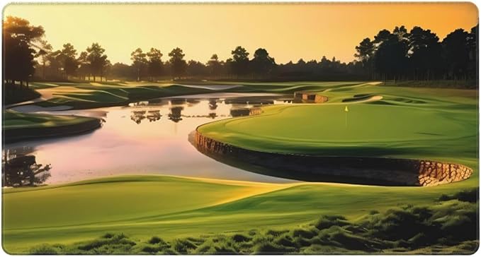 Large Extended Gaming Mouse Pad 75 X 40 Cm Non-Slip Rubber Base, Fun Golf Course Print Desk Mat for Keyboard & Mouse, Office/Gaming Computer Accessories
