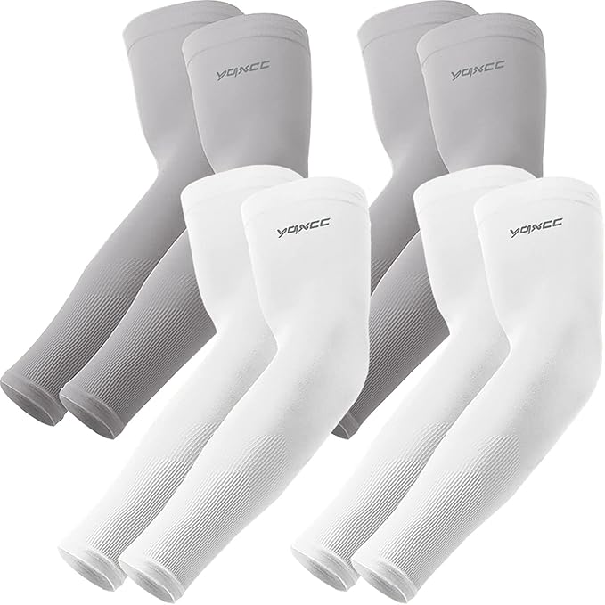 YQXCC 4 Pairs Arm Sleeves, Cooling UV Sun Protection Sports Compression Sleeves for Men Women, Golf Basketball Arm Sleeves