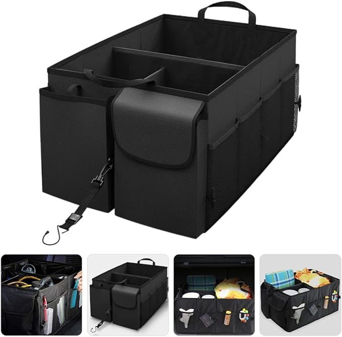 Car Trunk Organizer Suv Trunk Storage Organizer Multipurpose Car Storage Box with Multiple Compartments for Vehicle Grocery and Cargo Organization