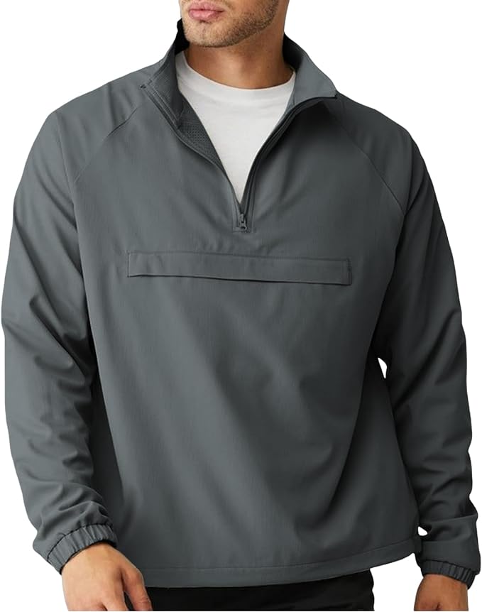 Opomelo Men's Athletic Quarter Zip Pullover Golf Hiking Running Lightweight Jacket Workout Sweatshirt With Pocket