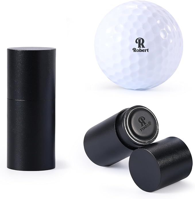 Golf Ball Stamp Personalized Marker - Premium Metal Custom Golf Ball Stamp - Quick-Dry Ink Monogram Identifier - Unique Golfing Accessories Gifts for Men Dad (Mental-Black-2)