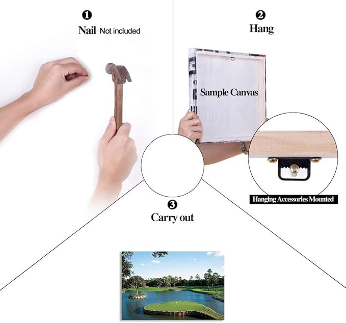 USA Golf Course Wall Art TPC Sawgrass Golf Course Pictures Prints Golf Wall Decor for Living Room Bedroom Home Decorations Golf Canvas Framed Artwork Ready to Hang(18''H x 24''W)