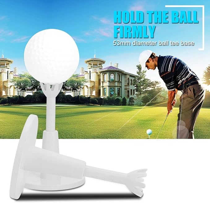 Adjustable Golf Tees, Stable Golf Driving Range Tees Holder with Tees for Golf Practice Training (White)