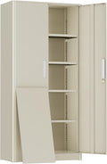 Greenvelly Metal Storage Cabinet, Gray Steel Garage Cabinet with Doors and Adjustable Shelves, Metal Cabinet with Lock,Garage Cabinets and Storage System for Garage,Home Office,School