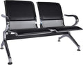 Kinfant Waiting Room Chair Bench - Guest Reception Chairs for Airport Hospital Bank Salon Barber Hall Room Conference (2-seat, Black-Mesh+PU)