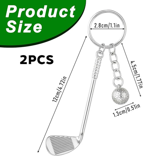 2 PCS Mini Cute Golf Keychain, Golf Club Keychain Golfs Gifts Keychains Golfers Mini Alloy Golfs Keychains Golfracket Ball Pendant Key Chain, Golfball with Key Chain Golfball Keyring Christmas Gifts