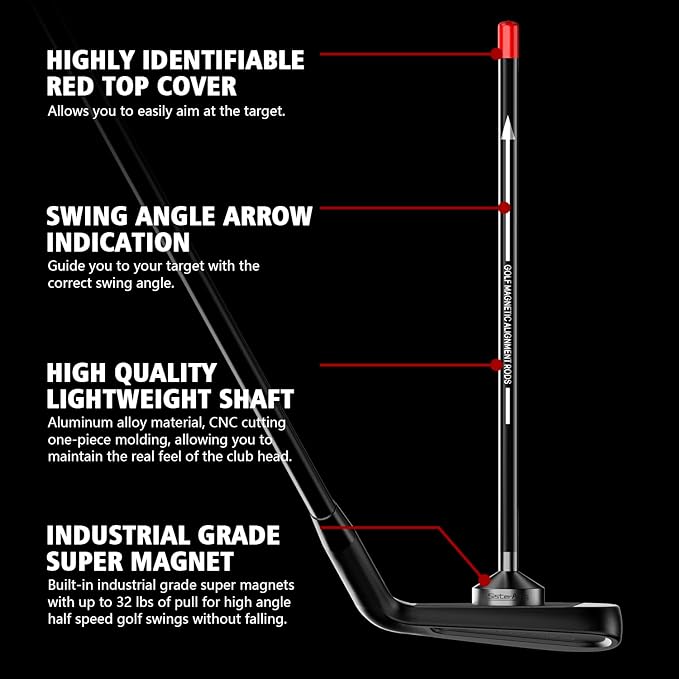 Golf Magnetic Alignment Rods,Golf Club Alignment Sticks,Magnetic Swing Training Aid Accessories Visualize Calibrate Golf Shots,hit The Target with The Right Golf Swing,Golf Gift