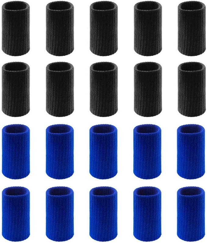 20 PCS Finger Sleeves Protectors, Sport Finger Sleeves Finger Splints Thumb Finger Brace Support Elastic Thumb Sleeves for Relieving Pain Arthritis Trigger Finger(Blue Black)
