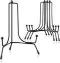 Mocoosy 4 Pack Improved Anti-Slip Plate Stands for Display, 6 Inch Plate Holder Display Stand, Picture Frame Holder Stand, Black Iron Easel Stands for Photo, Decorative Plate and Tabletop Arts