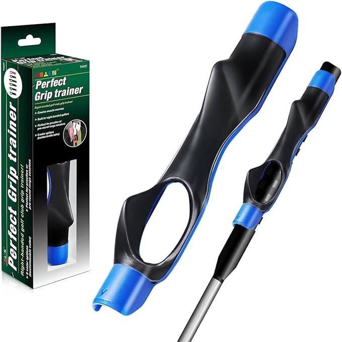 Pro Golf Grip Trainer & Swing Aid - Right-Handed Golf Club Training Equipment for Shot Accuracy, Consistency & Swing Trajectory, Fits All Golfers from Beginners to Advanced, Usable at Home & Practice Range
