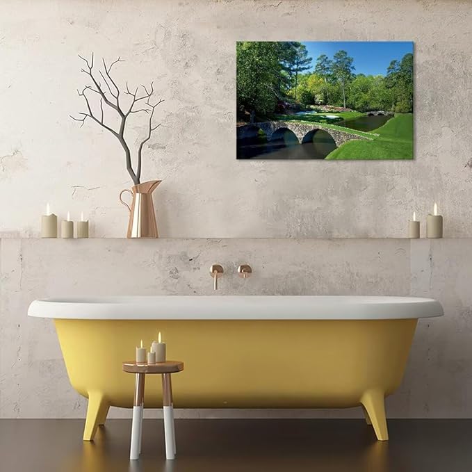 chenchenArt Augusta National Golf Course Wall Art - Augusta Golf Course 12th Hole Wall Art for Living Room Bedroom Bathroom Home Decorations Golf Art Canvas Prints Framed Ready to Hang(24''H x 36''W)