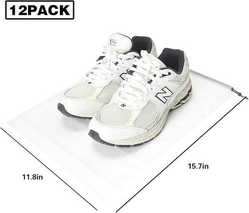 12Pcs Shoe Bags For Travel, 11.8in X 15.7in Large Clear Shoes Storage Organizer with Drawstring, Waterproof Travel Storage Bags for Packing Dust Bags for Men and Women