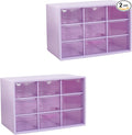 Feadily 2PCS Small Drawer Organizer for Desk, Desktop Drawer Organizer with 9 Clear Drawers, Plastic Desktop Storage Drawers 7.1 Inch x 3 .9 Inch x 4.7 Inch, Purple