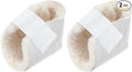 2 Pcs Heel Protectors for Pressure Sores Sheepskin Heel Pads Soft Foot Cushions Pad Heel Protectors Adjustable Foot Pillows with Securing Strap for Bed Sore Ankle Ulcers(White)