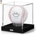 JupDec Baseball Display Case, Clear Acrylic Cube Baseball Holder with Durable Base, UV Protected Autograph Stand Box for Single Ball, Ideal Gift for Collector & Sports Enthusiast, Silvery, 1 Pack