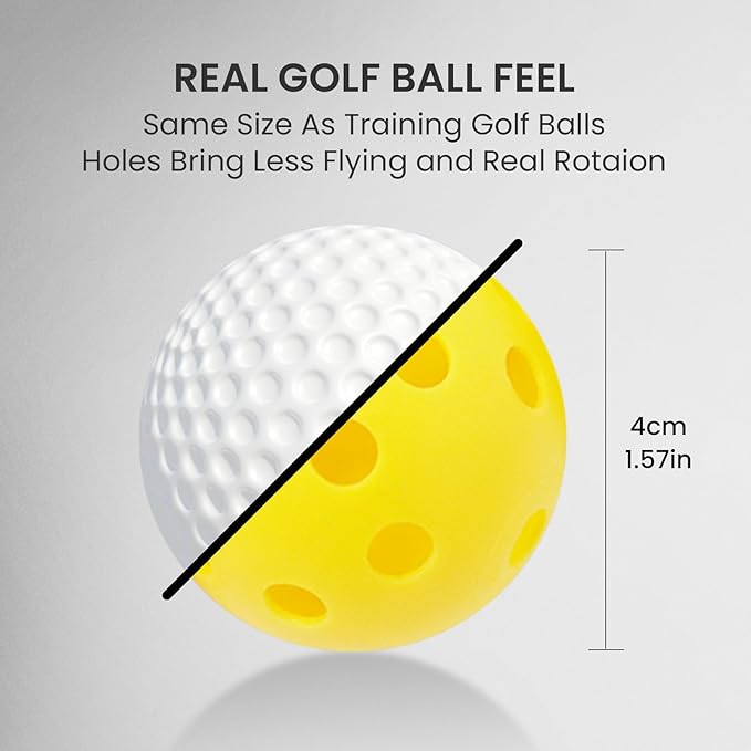 FINGER TEN Golf Practice Balls Plastic Colored Value 12/24/36/50 Pack, Limited Flight Sports Training Ball for Men Women, Indoor Outdoor Driving Range Backyard Use