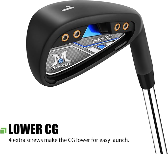 MAZEL WM-X1/2 Individual Men Golf Club Irons 1,2,3,4,5,6,7,8,9,Pitching Wedge,Approach Wedge,Sand Wedge with Graphite/Steel Shafts for Right Handed