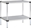 Omega Solid Stainless Steel Shelves, 24" Deep x 30" Wide x 14" High 2 Tier Heavy Duty Solid Shelving Unit for Kitchen Garage Office Restaurant Warehouse 800-lb Per Shelf Weight Capacity