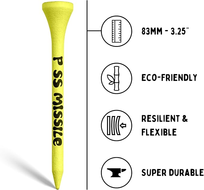 Driver Darts by P*ss Missile, Premium Bamboo Wood Golf Tees - Iconic Tee Packging and Style, Cool Golf Gifts