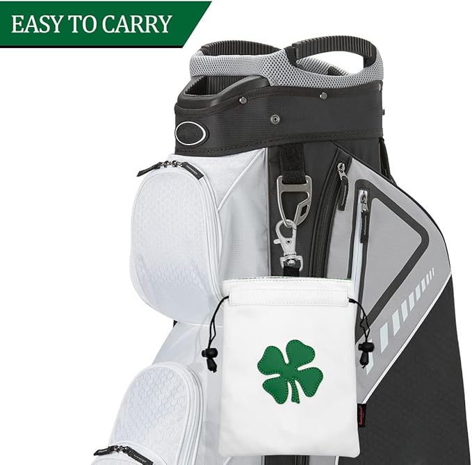 Golf Valuables Pouch,Golf Bag Pouch with Drawstrings Leather Tee Pouchs Bag for Men Women