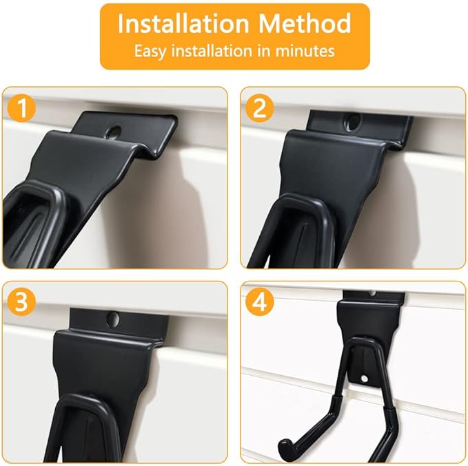 Slatwall Hooks Heavy Duty Slatwall Accessories Small J Hooks Garage Slat Wall Hooks and Hangers, Black(10 Pack)