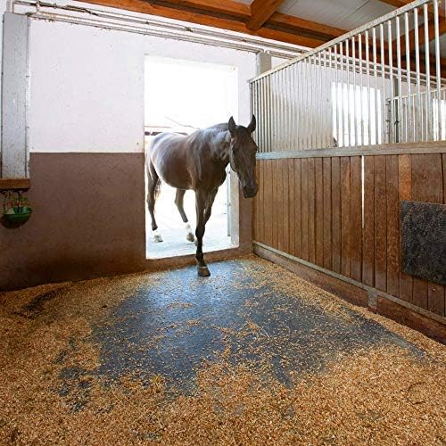 American Floor Mats - Heavy Duty Stall Tiles - Stable/Horse Tiles - Thick, Durable Rubber Flooring Solid Black 10' x 12' Set 3/8" Thick (30 Tiles Total)