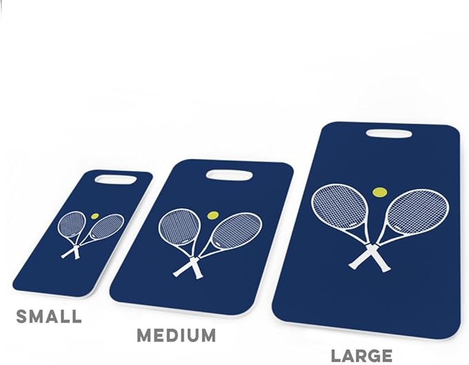 ChalkTalkSPORTS Tennis Luggage & Bag Tag | Crossed Tennis Rackets | Custom Info on Back | Large | Navy
