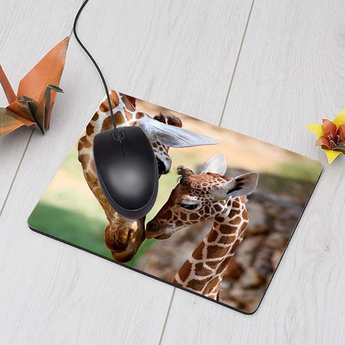 Giraffe Rectangle Gaming Mousepad Lovely Giraffe Mom and Baby Mouse Pad Mouse Mat for Computer Desk Laptop Office 9.5 X 7.9 Inch Non-Slip Rubber