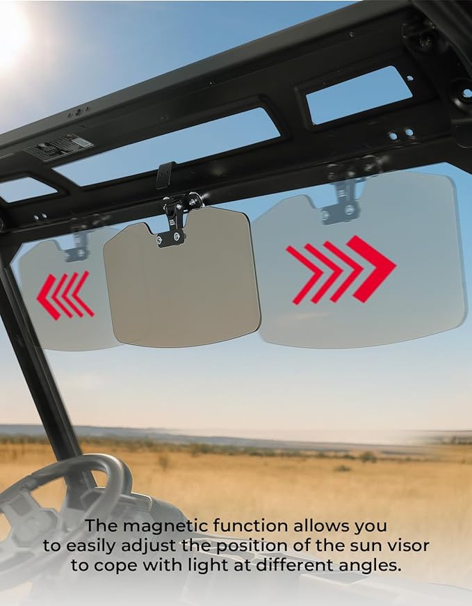 KEMIMOTO UTV Magnetic Sun Visor Compatible with Ranger Defender uforce 1000 ezgo Fit in Most Vehicles with pro-fit bar or Metal roof and crossbars