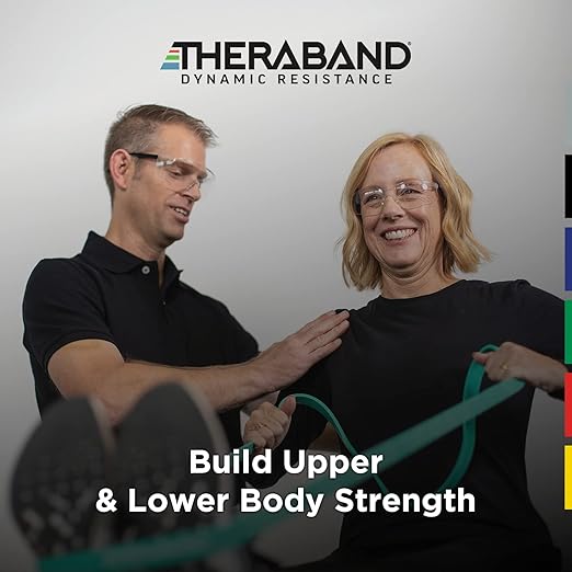 THERABAND High Resistance Bands, Set of 2 Elastic Super Bands for Improving Flexibility, Injury Rehab, & Full Body Workouts, Heavy Duty Stretch Bands for Lifting, 1 Medium & 1 Heavy Band, Multicolor