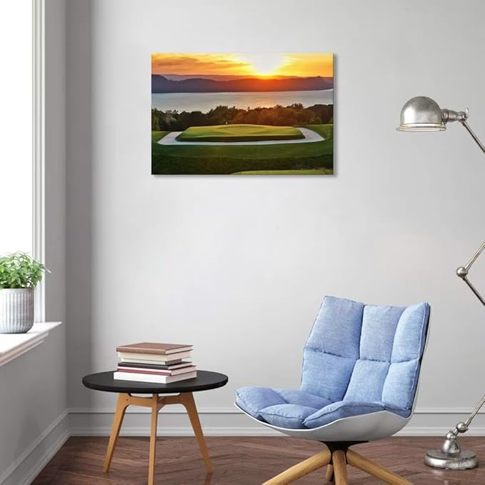 chenchenArt Sleepy Hollow 16 Hole Golf Course Wall Art for Living Room Bedroom Bathroom Home Decorations Sleepy Hollow Golf Course Picture Poster Canvas Prints Framed Ready to Hang(28''H x 44''W)