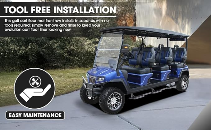 Club Clean Evolution Golf Cart Floor Mat, Fits D5 and D5 Max Models,Full Coverage 8 mm Heavy-Duty Compound Liner,Waterproof Non-Slip Floor Protector,Premium Custom Fit Design (D5 1st, 2nd, & 3rd Row)