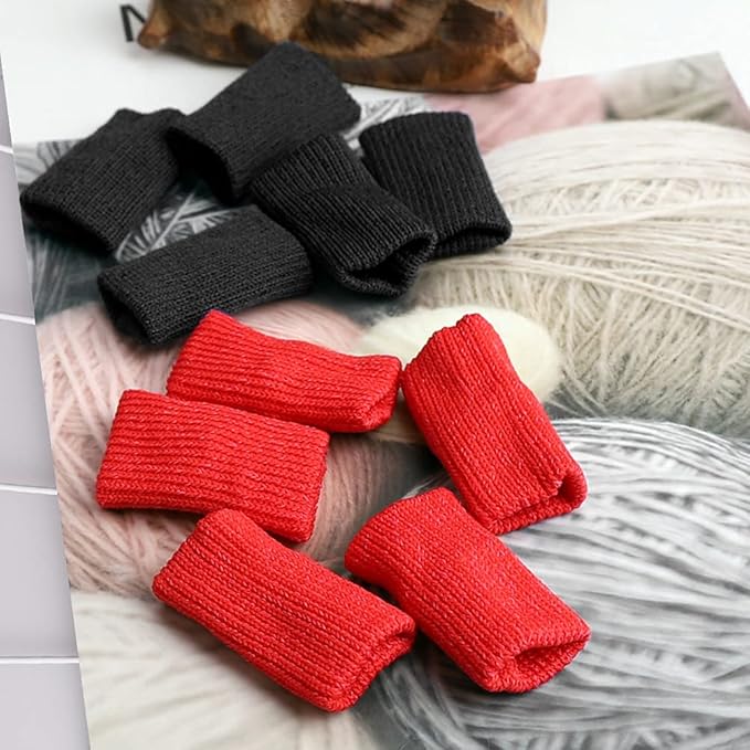 20 PCS Finger Sleeves Protectors, Sport Finger Sleeves Thumb Brace Support Finger Brace Elastic Thumb Sleeves (Black+Red)