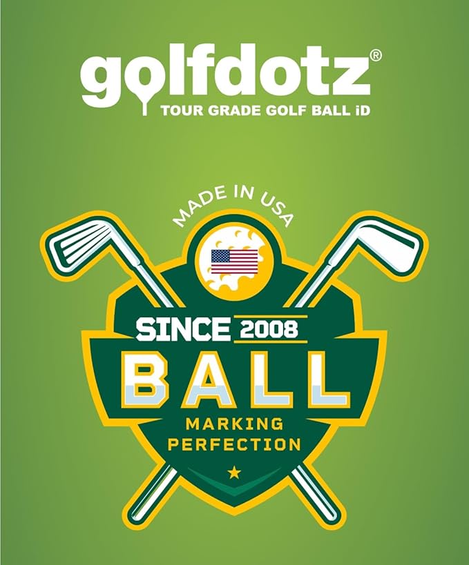 Golfdotz - USGA Rule Conforming Novelty Golf Ball Markers, Golf Ball Stickers for Marking Balls, No More Smearing from Stamps, Gifts for Golfers, Dads, and Retirees, (USA Collection; 32-Count)