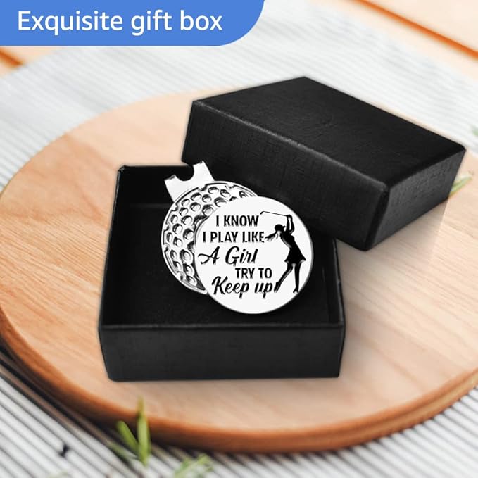 Strong Woman Golfer Ball Marker with Magnetic Hat Clip, Funny Golf Accessories Gifts for Proud Women, Novelty Birthday Gifts for Women Golfer Fan