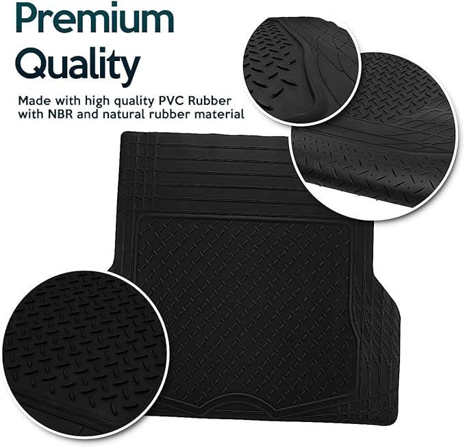 ZONETECH All Weather Rubber Semi Pattern Cargo Liner Trunk Floor Mat – Premium Quality Black Heavy Duty Cargo Trunk Floor Mat