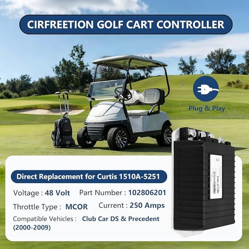 1510A-5251 Golf Cart Motor Controller, 48V 250A Speed Controller for Club Car DS & Precedent (2000-2009), Electric Controllers Compatible with Curtis, MCOR Throttle Type, 102806201, IQ System