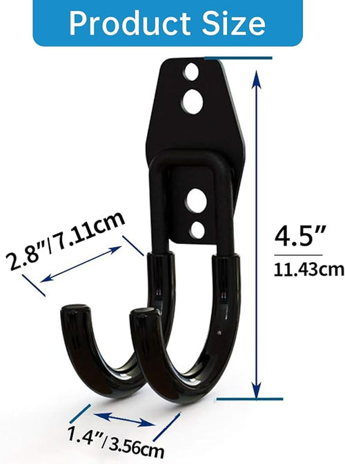 2 Pack Garage Storage Utility Hooks，Garage Garden Tool Organizer，Steel Wall Mount Hooks, Garden Small U Hooks (Type O-Black)