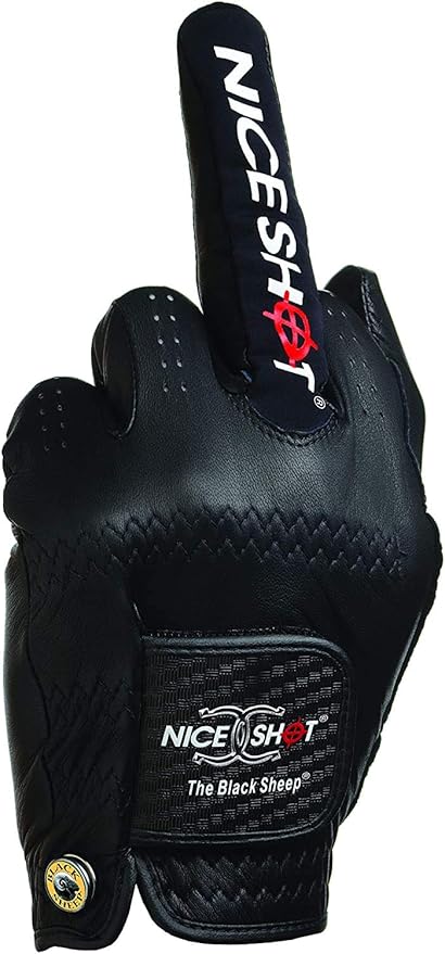 Nice Shot The Bird Men's Golf Glove in Black Cabretta Leather