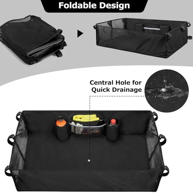 bangminda Universal Golf Cart Organizer, Mesh Storage Net with Adjustable Straps, No-Drill Installation, Foldable Cargo Basket Storage Grocery Shopping Bag for Club Car