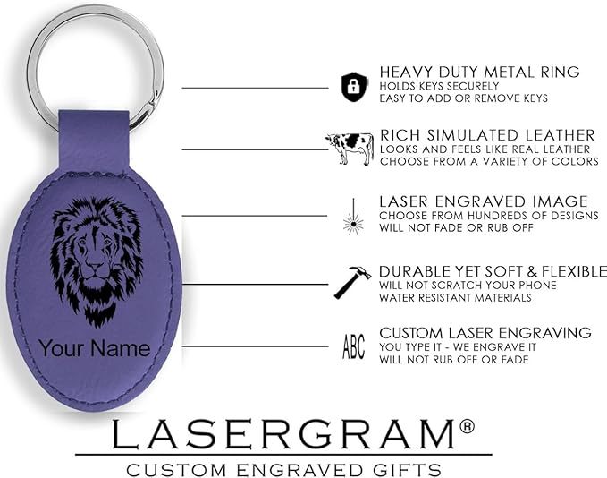 LaserGram Oval Keychain, Off Road Racer, Personalized Engraving Included (Dark Purple)
